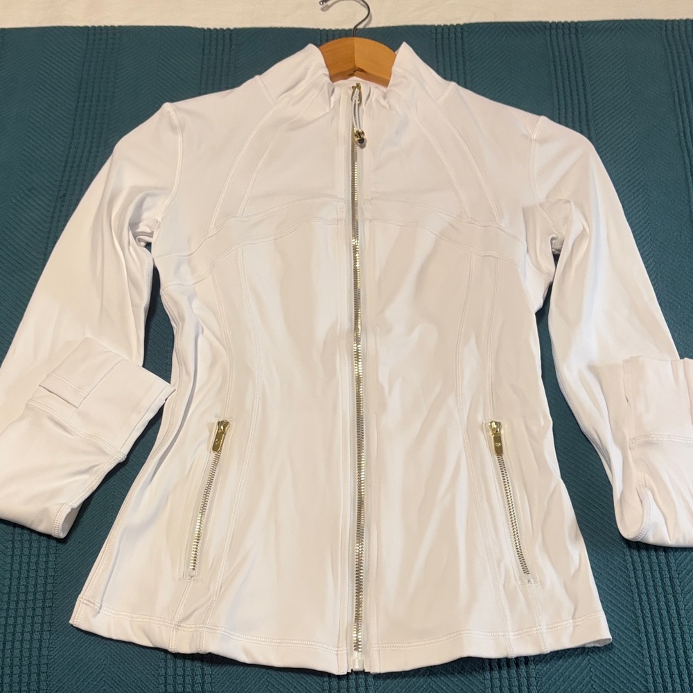 Lululemon Jacket Gold Zipper Light Ivory Size 6 Women's White Zip-Up Jacket